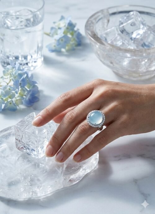 朵透透 超大玻璃種蛋面翡翠戒指[收藏級]